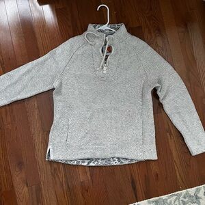 Women’s Cream V-Neck Lace-Up Pullover Sweater